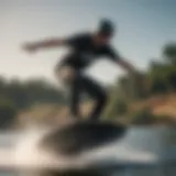 Wakeboarder in action showcasing speed and agility on water