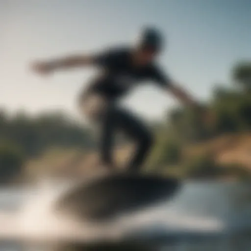 Wakeboarder in action showcasing speed and agility on water