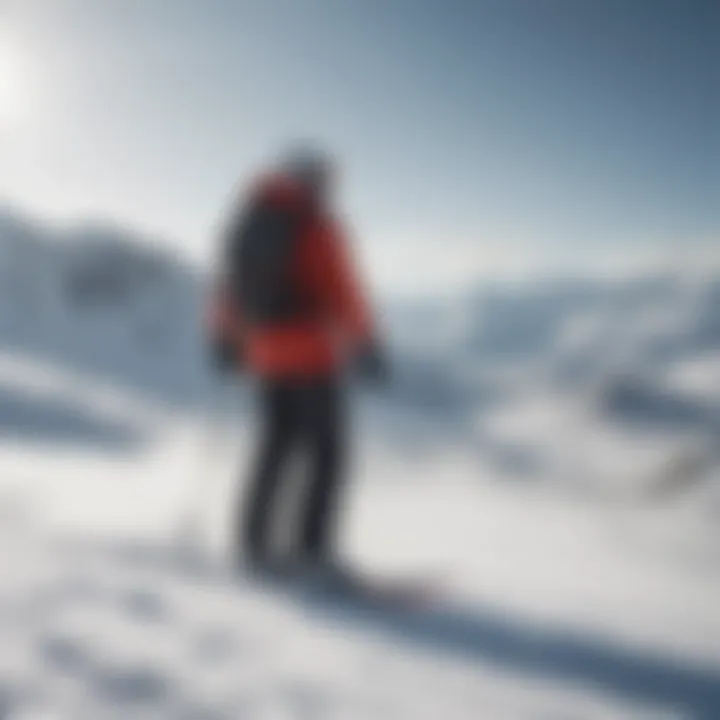 Snowboarder assessing wind conditions on a slope