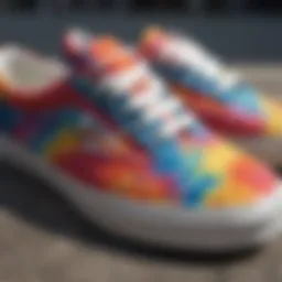 Vibrant tie dye patterns on Vans sneakers