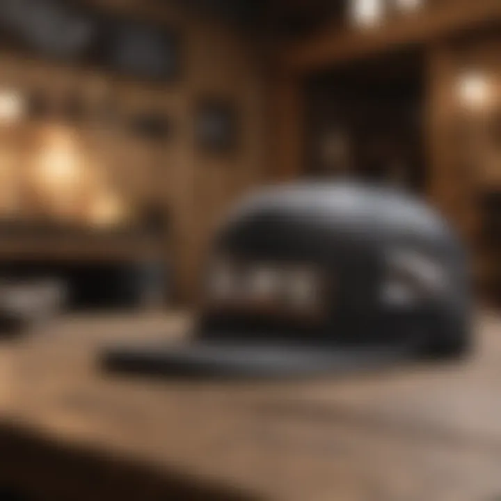 Vans Trucker cap displayed on a rustic wooden table