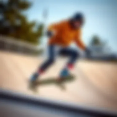 Professional Skater in Action with VNLA Pro Skates Action shot of a professional skater using VNLA Pro Skates on a ramp