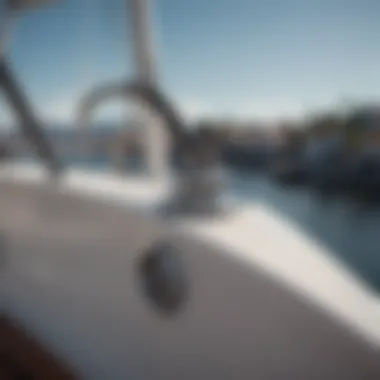 Illustration of the installation process of a wakeboard tower bracket on a boat.