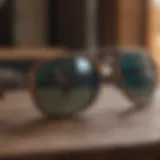 A collection of stylish sunglasses displayed on a wooden table