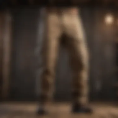 Stylish cargo pants displayed on a rustic wooden surface