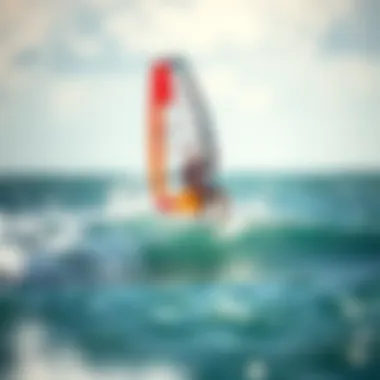 Windsurfer executing advanced technique on waves