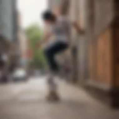 Skateboarder performing tricks on a Zoo York skateboard in an urban setting